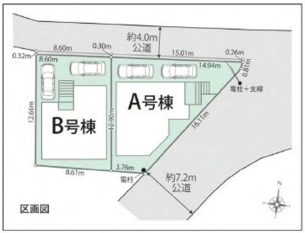 【横浜市磯子区岡村3丁目15-2全2棟新築戸建て】★仲介手数料無料★（岡村小学校・岡村中学校）の区画図