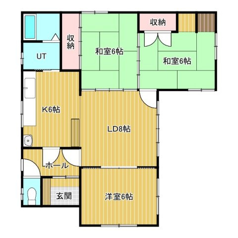 鳥取北10丁目8番14号平屋の間取り