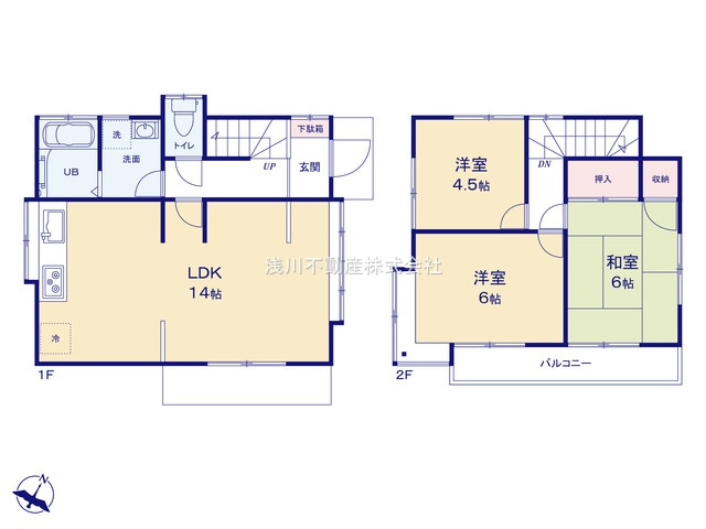 八王子市下恩方町の中古一戸建の間取り|～南向き3LDK　開放感のあるワンフロアリビングの間取り～