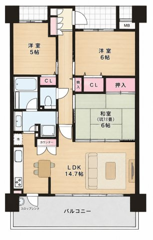 【間取り】 | ルイシャトレ南茨木