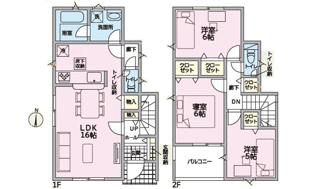 広島市安佐北区可部南2丁目　新築一戸建ての間取り