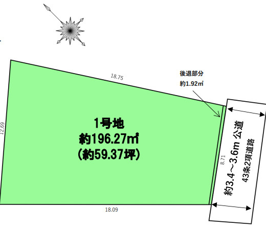 太宰府市朱雀1丁目　売り土地の区画図