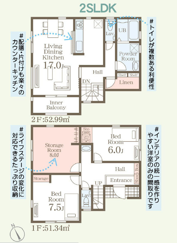 リーブルガーデン読谷村瀬名波・２号棟の間取り|２SLDK