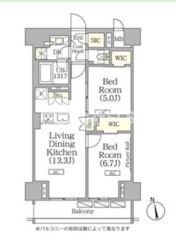 新宿区東五軒町の賃貸マンションの間取り