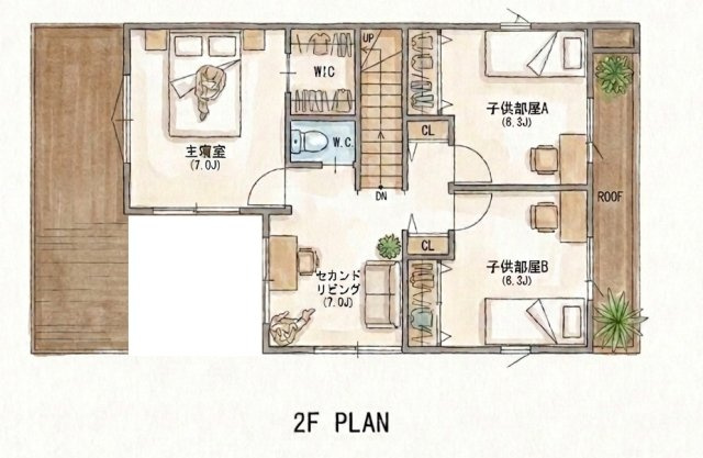 桃園二丁目の間取り|2階間取図