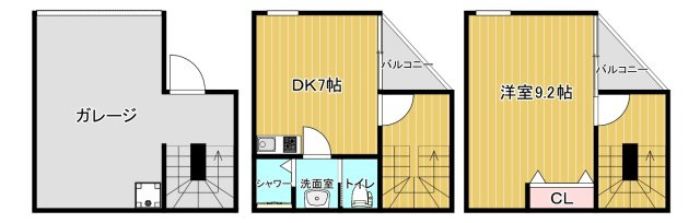 東淀川ガレージハウスの間取り