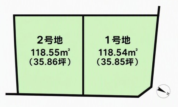 桜井３　建築条件無し土地＜全２区画＞の区画図