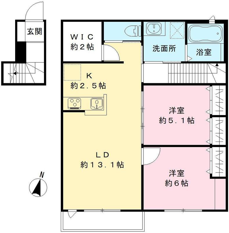 神戸市東灘区岡本７丁目のアパートの間取り