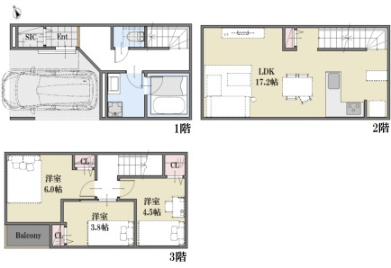 山吹町条件付き売地の土地図＋建物プラン例