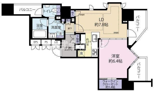 千代田区一番町の賃貸マンションの間取り