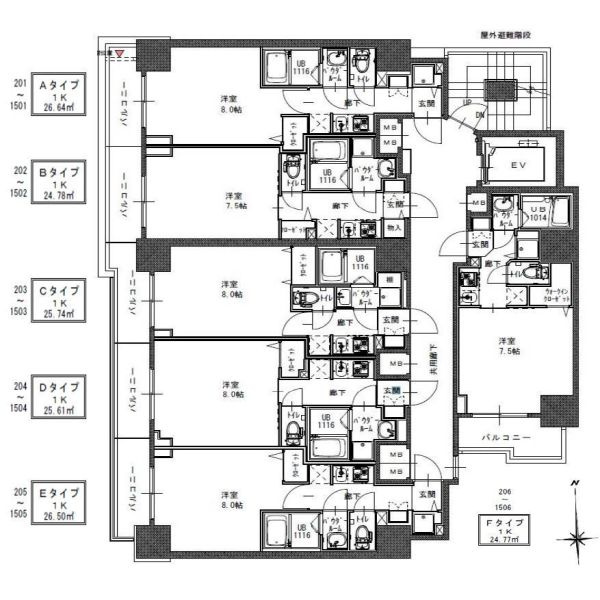 S-RESIDENCE谷町五丁目の間取り