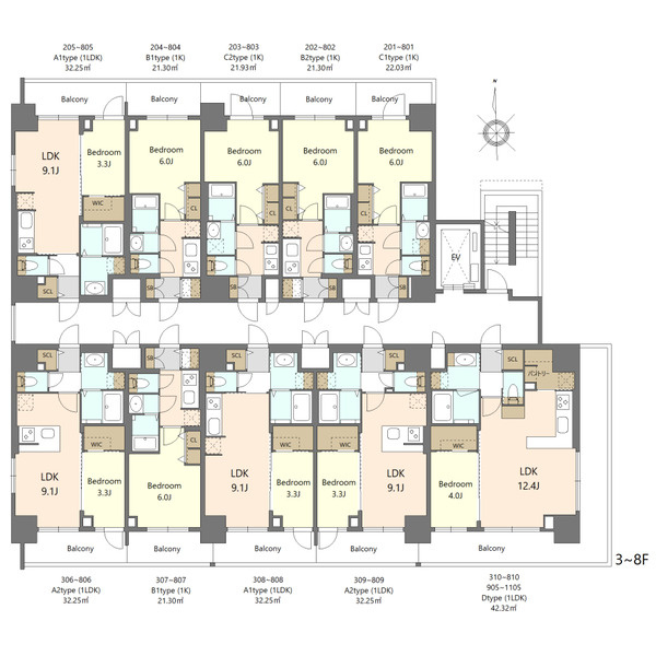 S-RESIDENCE松屋町asenceの間取り
