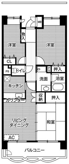 【間取り】 | ビレッジハウス潮見タワー1号棟