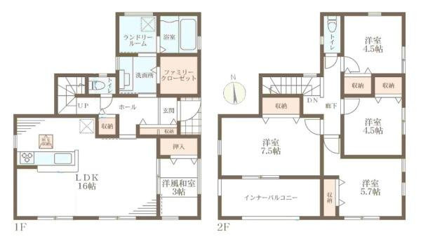 リーブルガーデン神殿町 ２号棟 ／新築一戸建の間取り