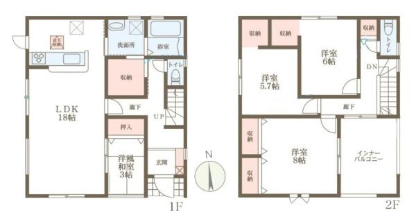 リーブルガーデン法隆寺 ２号棟 ／新築一戸建の間取り