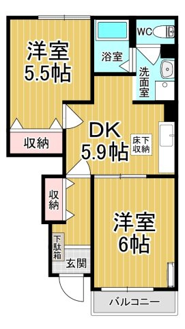 【間取り】 | プロムナードⅡ | カップルさんにオススメのお部屋です♪