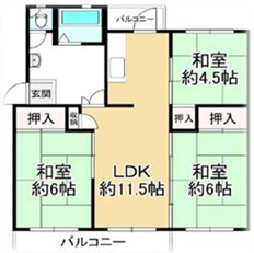 香里三井Ｉ住宅Ａ９５号棟の間取り