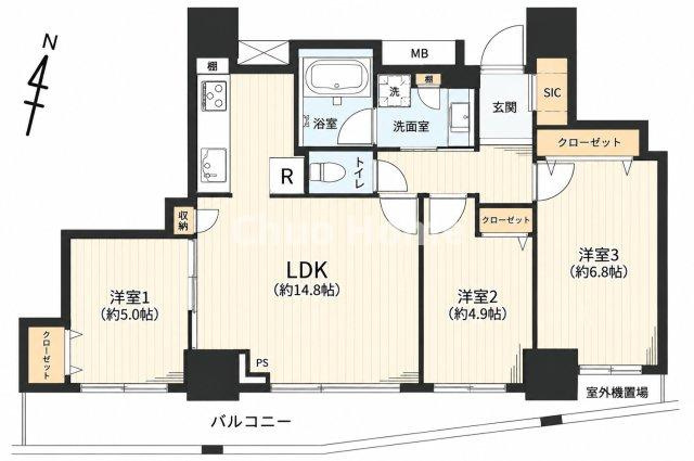 マークゼロワン曳舟タワーの間取り|22階部分・全室南向きにつきまして日当たり・通風・眺望良好。新規リノベーション。安心のアフターサービス保証付きですのでご購入後も安心して暮らせます。