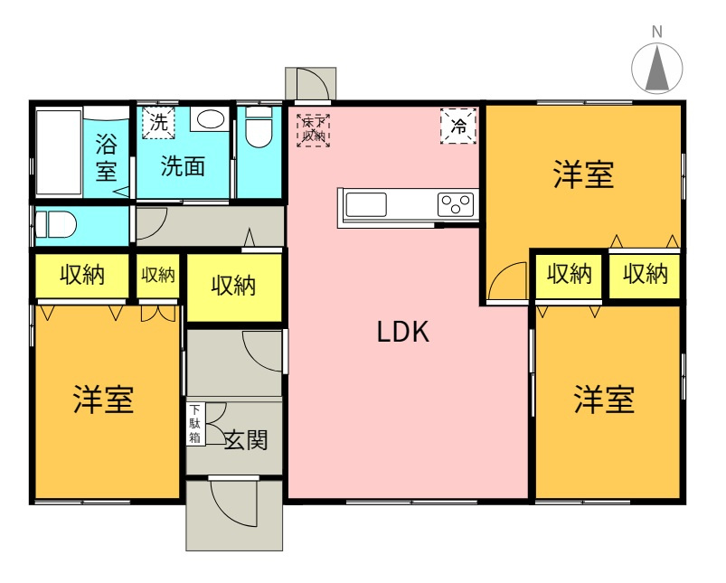 いわき市平赤井字中道　中古戸建の間取り