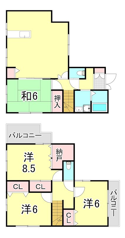 上ヶ原十番町戸建貸家の間取り