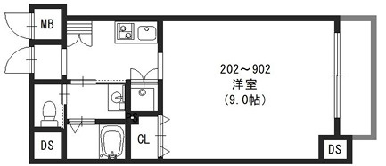 モノトーン難波の間取り