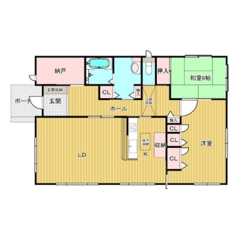 中古戸建　秋間みのりが丘の間取り|少人数でゆったりと過ごすことを目的とした、こだわりの2LDKです。