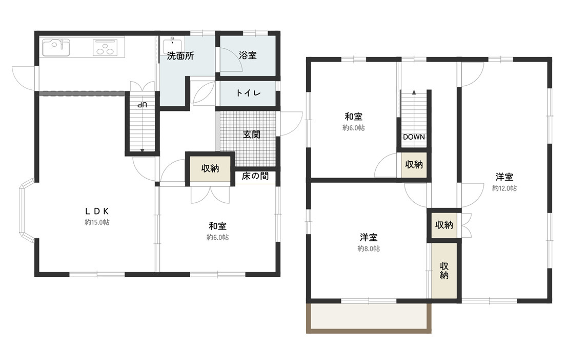 山口市黒川2721-10 リノベーション中古住宅の間取り