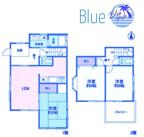 【間取り】 | 中海岸４丁目貸家　