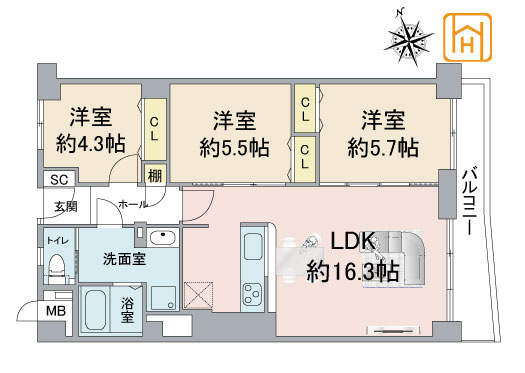 公社千里山田Ｄ住宅A-2棟の間取り|※現況と図面が異なる場合現況を優先いたします。
