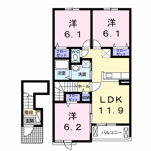 【間取り】 | クラール　安宅Ｄ