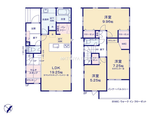 ブルーミングガーデン岡崎市上地5丁目－1号棟の間取り|【1号棟】土地面積：122.86㎡/建物面積：108.12㎡