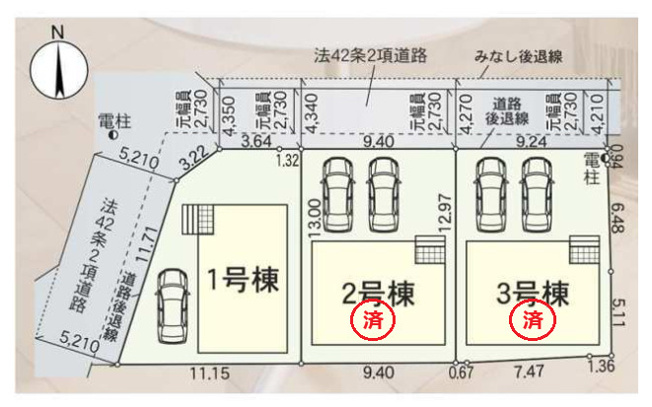 【区画図】 | 東大阪市玉串町西3丁目　【1号棟/全3頭】 | 【全3棟】ラスト1邸！安心の建物性能表示取得物件☆5分野8項目取得☆（耐震等級3・耐風等級2・断熱等性能等級5…等）更に制振装置も装備！防犯カメラ標準装備です☆
