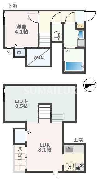 熊本市西区島崎２丁目のアパートの間取り