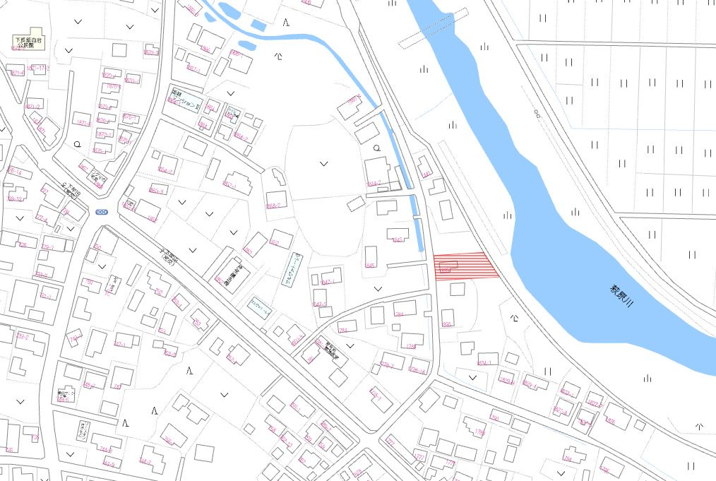 都城市下長飯町の売地の土地図