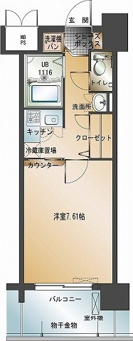 新品家具付きマンション渡辺通4(KaGood福岡)の間取り|※間取りと異なる場合は現状を優先します。