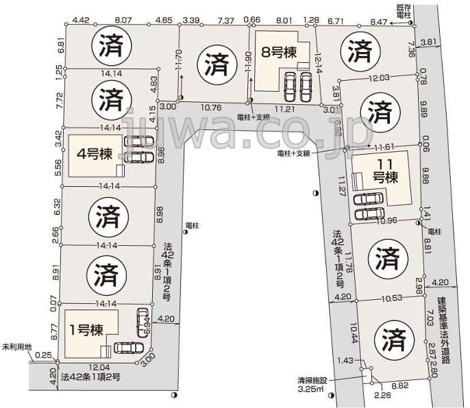 【新築分譲住宅】川越市中台の区画図