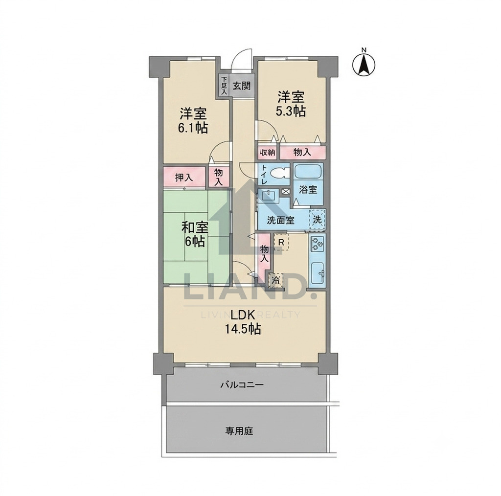 プレジール室見　小田部小学校区の間取り|プレジール室見