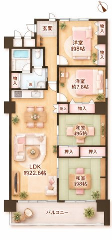 香里丘セントポリア壱号館の間取り|間取り図はいかがですか？ご希望を叶える間取りですか？リビングの広さは？水回りの位置は？カウンターキッチン？など色々な情報が集約されています。弊社ではリフォームなどのご相談も承っております。