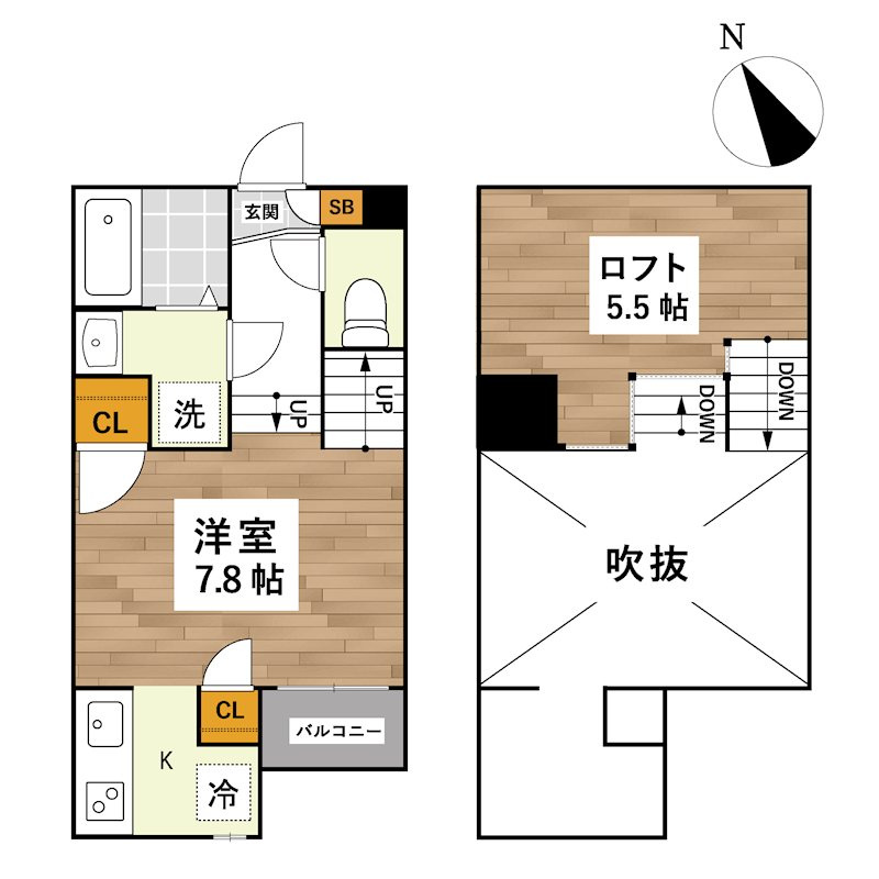 熊本市西区花園１丁目のアパートの間取り