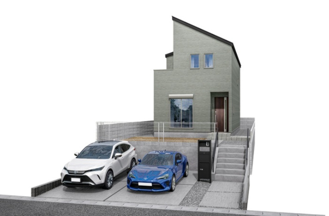 【完成予想図】 | LIGNAGE NEX-G大阪狭山市大野台4丁目01期　2号棟 | 並列2台駐車可能なゆとりのカースペース有(車種による)！2台持ちや将来の増車にも対応可能です。