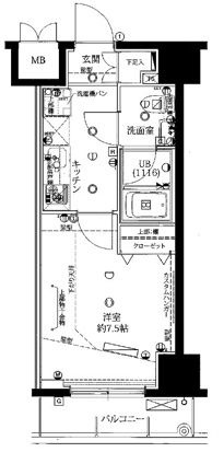 ライジングプレイス浅草五番館の間取り|間取りです。