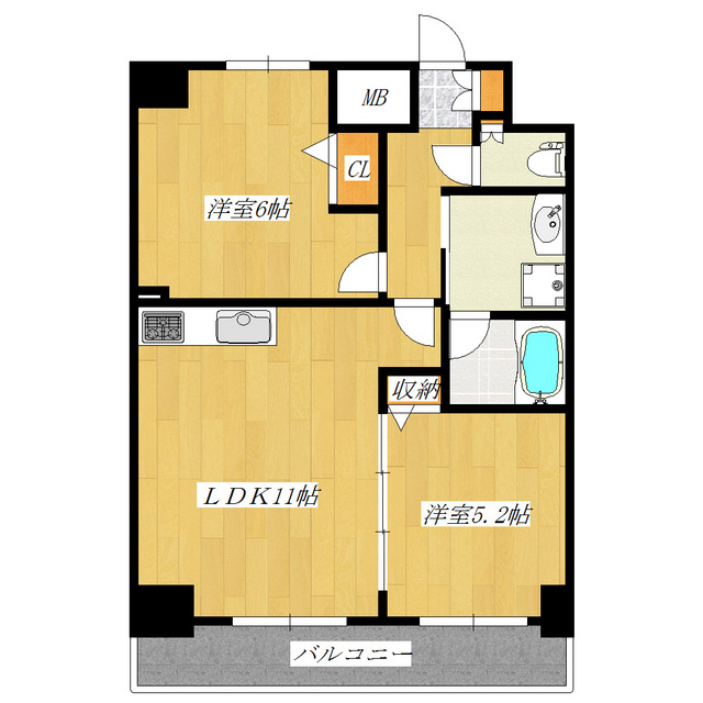 センテニアル王子神谷の間取り|お風呂トイレ別の2ＬＤＫのお部屋です☆