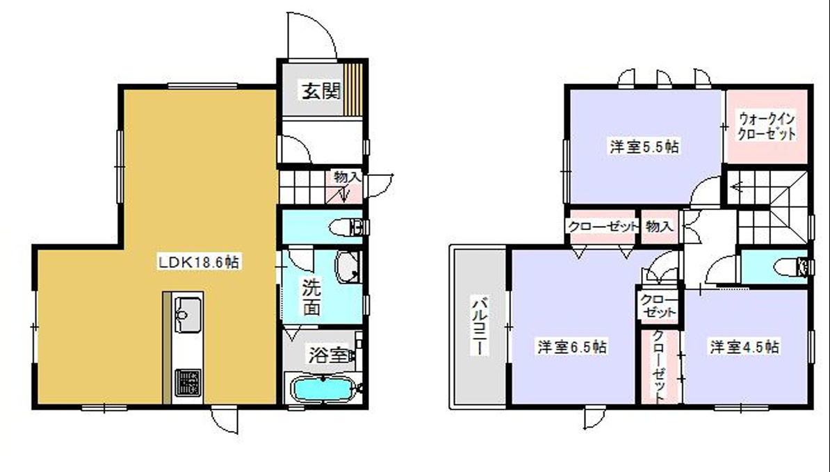 神戸市西区竹の台1丁目　A号棟　新築戸建の間取り