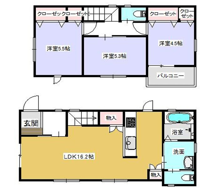 神戸市西区竹の台1丁目　B号棟　新築戸建の間取り