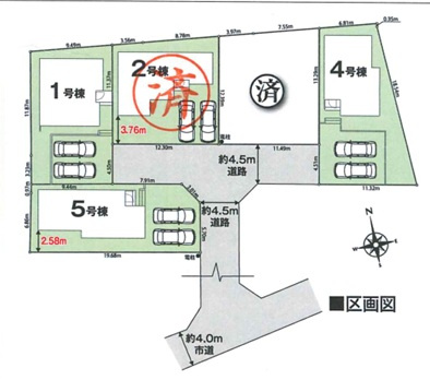 大磯町国府新宿第1期全5棟の区画図|区画図。