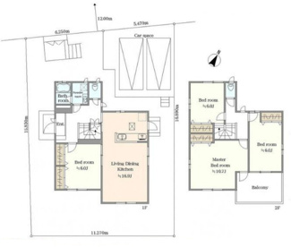 【間取り】 | 所沢市下富 | 4LDK／敷地面積:187.74ｍ2／建物面積:111.52ｍ2