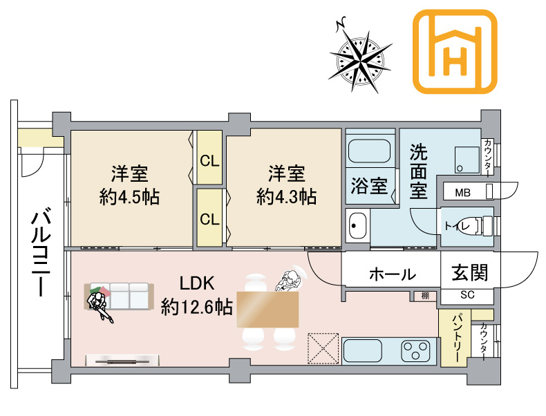 新森小路コーポの間取り|※図面と現況に相違がある場合は、現況を優先します。