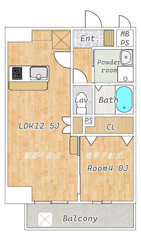 熊本市中央区米屋町１丁目の賃貸マンションの間取り
