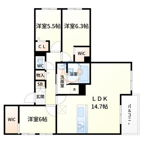 ハイテラス千里山の間取り|間取り