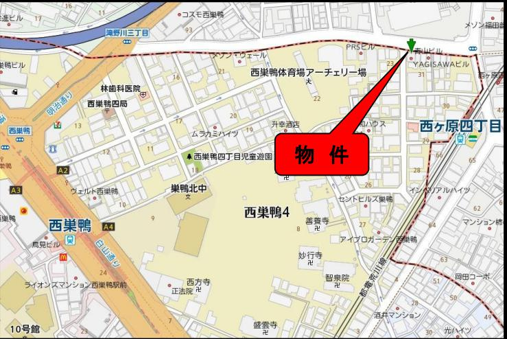 豊島区西巣鴨４丁目の店舗事務所の地図